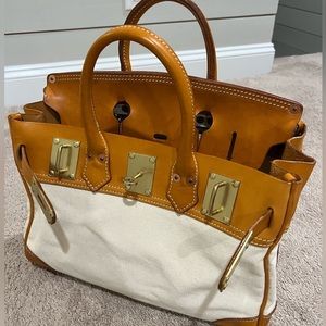 Brand New Designer Leather Canvas bag. Unknown designer. Not ZARA!